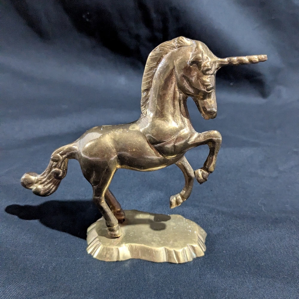VTG Brass Unicorn Horse Figurine Animal 5"